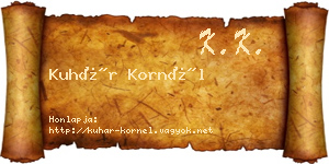 Kuhár Kornél névjegykártya