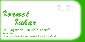 kornel kuhar business card